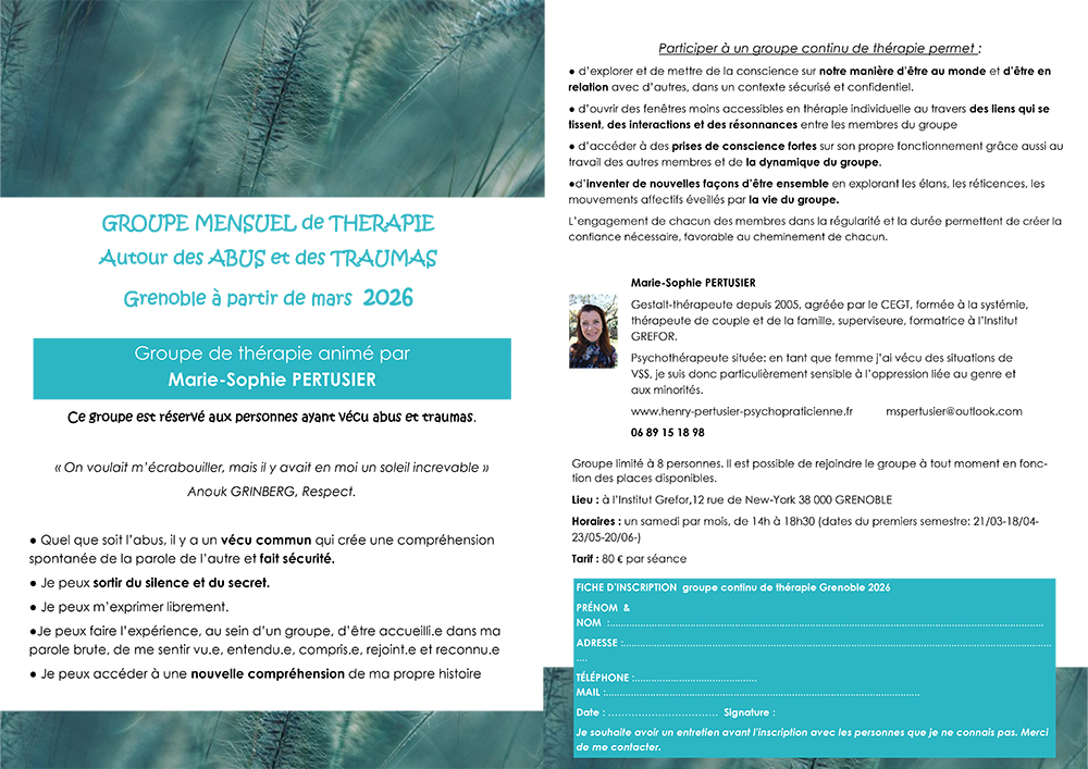 Groupe continu abus et traumas 2026