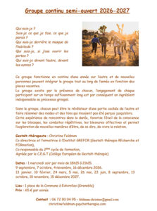 Groupe continu Christine Feldman 2026-2027